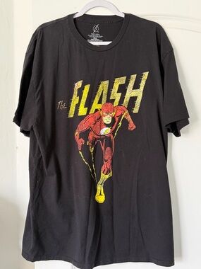 DC The Flash T Shirt Mens 2XL Graphic Tee Superhero Black Comic Shirt